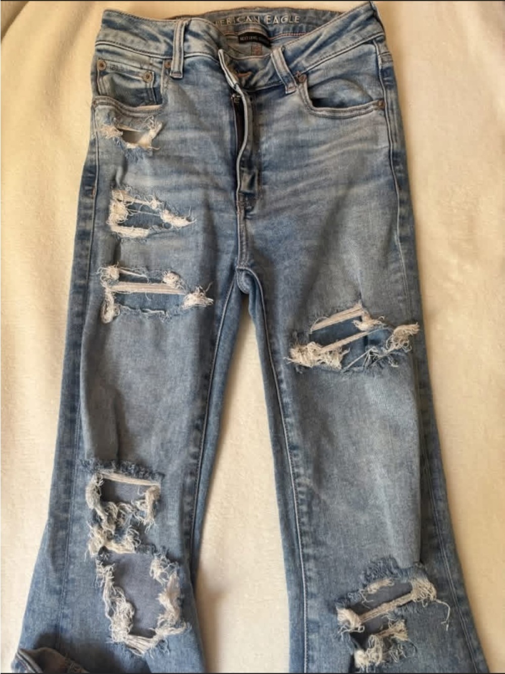 American Eagle Outfitters Light Blue Distressed Bootcut Jeans